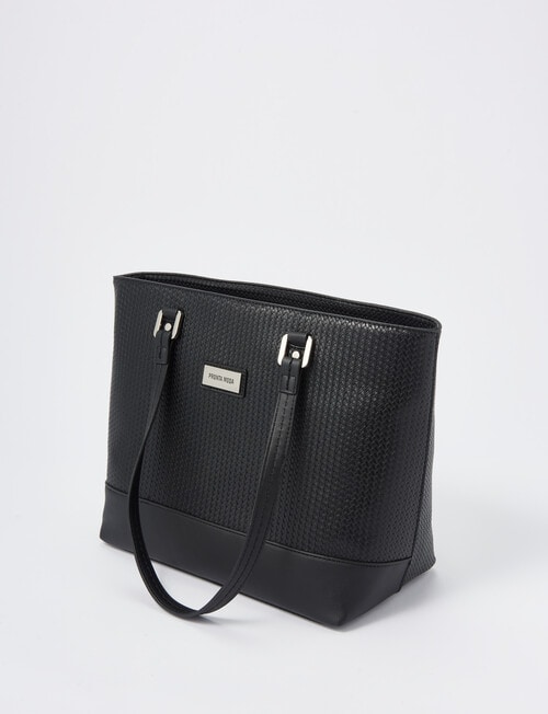Pronta Moda Textured Weave Tote Bag, Black product photo View 03 L