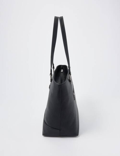 Pronta Moda Textured Weave Tote Bag, Black product photo View 04 L