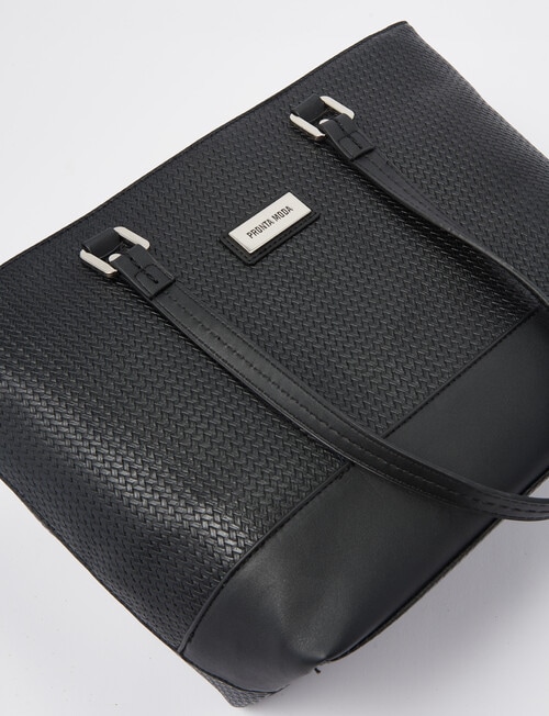Pronta Moda Textured Weave Tote Bag, Black product photo View 06 L
