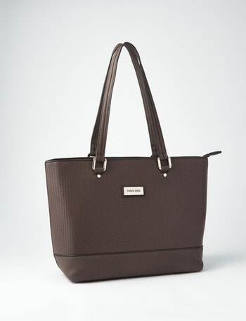 Pronta Moda Textured Weave Tote Bag, Brown product photo