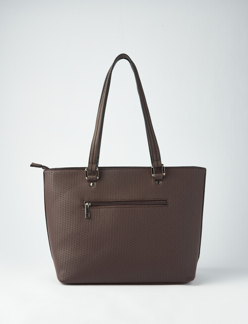 Pronta Moda Textured Weave Tote Bag, Brown product photo View 02 L