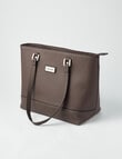 Pronta Moda Textured Weave Tote Bag, Brown product photo View 03 S