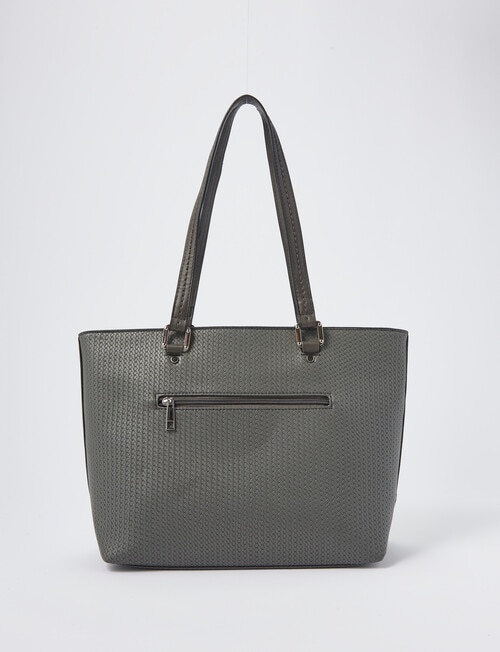 Pronta Moda Textured Weave Tote Bag, Grey product photo View 02 L