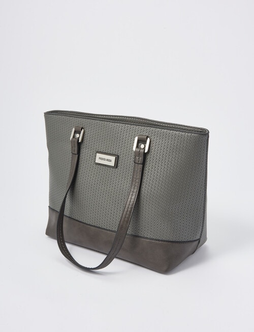 Pronta Moda Textured Weave Tote Bag, Grey product photo View 03 L