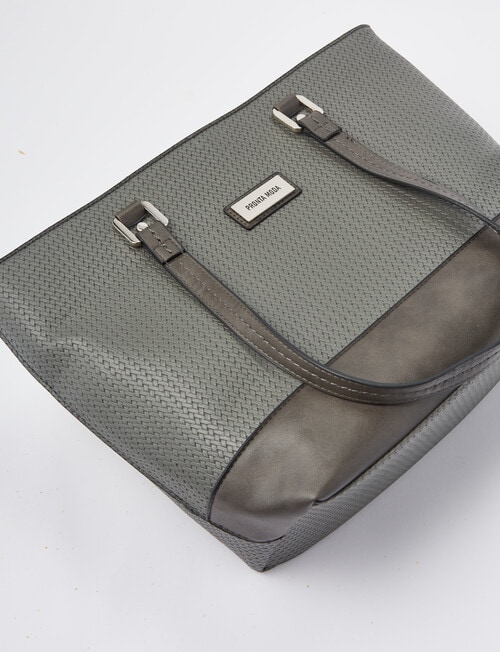 Pronta Moda Textured Weave Tote Bag, Grey product photo View 06 L