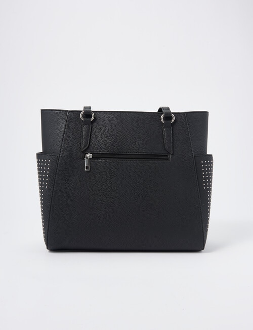 Pronta Moda Studded Pockets Tote Bag, Black product photo View 02 L