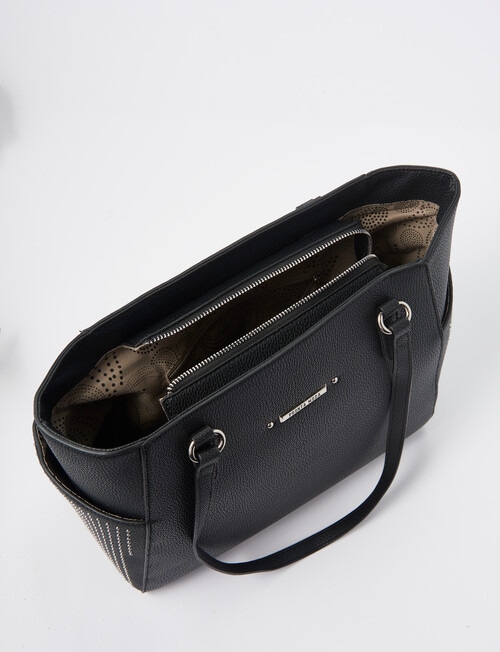 Pronta Moda Studded Pockets Tote Bag, Black product photo View 05 L