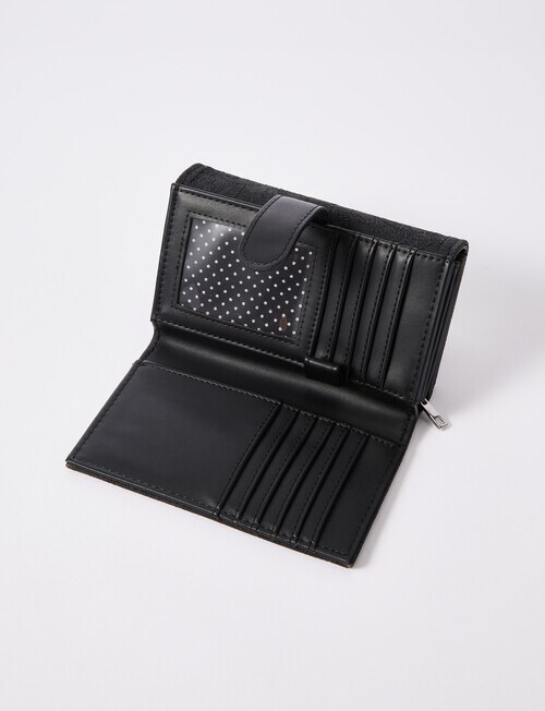 Pronta Moda Lace Embossed Medium Flap Wallet, Black product photo View 03 L