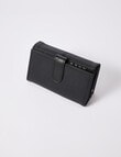 Pronta Moda Textured Medium Flap Wallet, Black product photo View 02 S