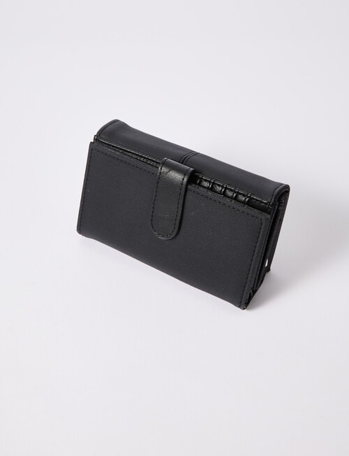 Pronta Moda Textured Medium Flap Wallet, Black product photo View 02 L