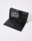 Pronta Moda Textured Medium Flap Wallet, Black product photo View 03 S