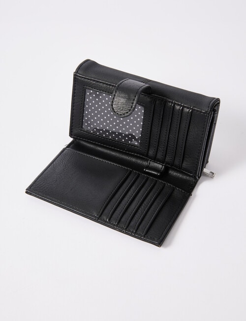 Pronta Moda Textured Medium Flap Wallet, Black product photo View 03 L