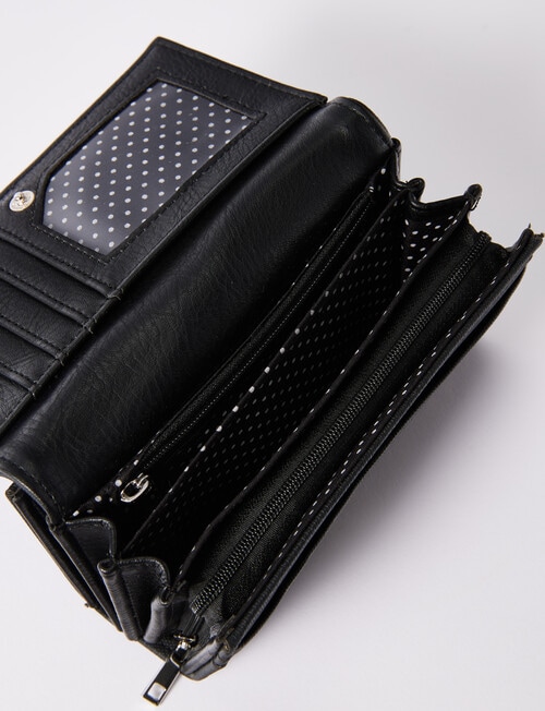 Pronta Moda Textured Medium Flap Wallet, Black product photo View 05 L