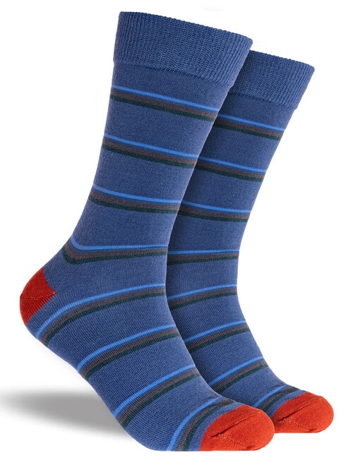 Mitch Dowd Stripe Wool-blend Crew Socks, Dark Blue product photo