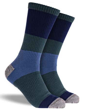 Mitch Dowd Colour Block Wool-blend Crew Socks, Navy & Green product photo