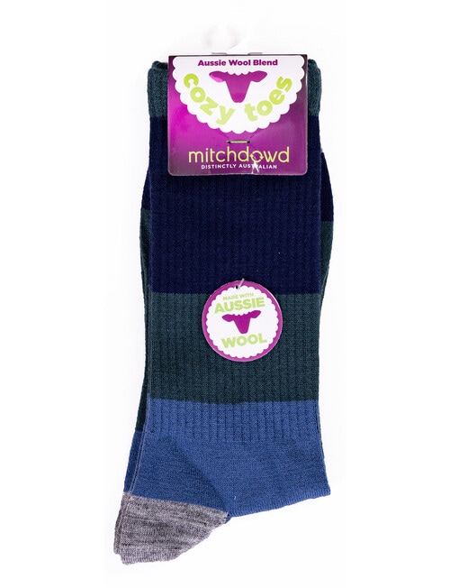 Mitch Dowd Colour Block Wool-blend Crew Socks, Navy & Green product photo View 02 L