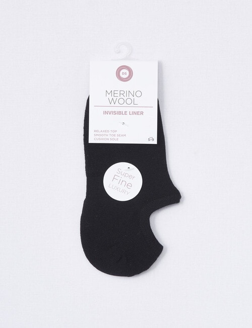 DS Socks Merino Blend Cushion Sole Liner, Black, 5-9 product photo View 02 L