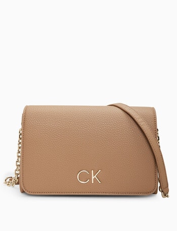 Calvin Klein Re-lock Shoulder Bag With Flap, Safari Canvas product photo