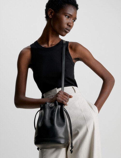 Calvin Klein Mini Re-Lock Drawstring Bag, Black product photo View 04 L