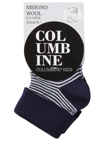 Columbine Merino Blend Stripe Tot Socks, Navy product photo