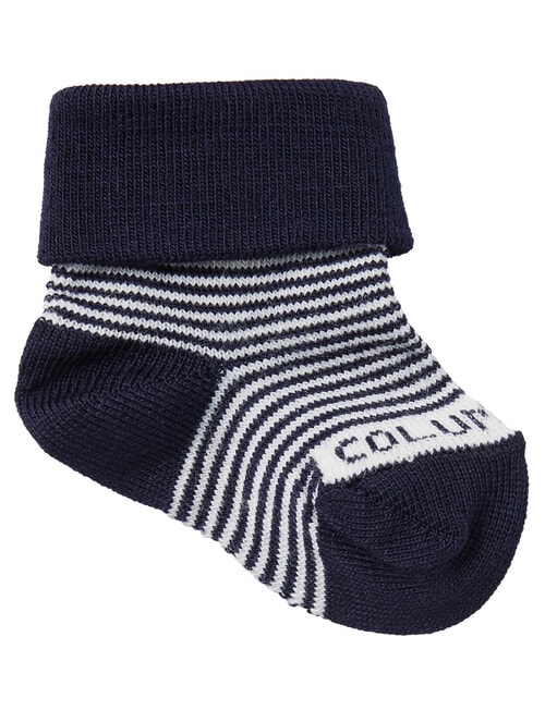 Columbine Merino Blend Stripe Tot Socks, Navy product photo View 02 L