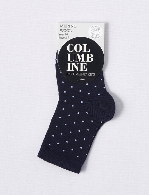 Columbine Merino Pin Dot Crew Socks, Blue product photo View 02 L