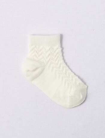 Columbine Merino Zig Zag Crop Socks, Cream product photo