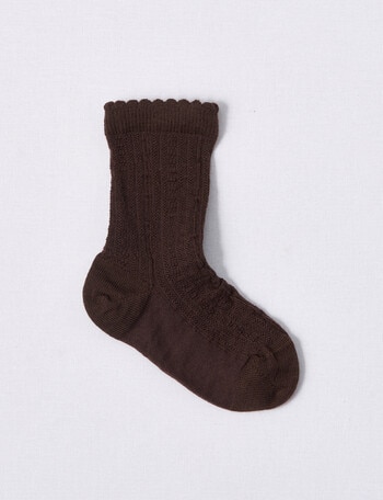 Columbine Textured Merino Crew Socks, Chocolate product photo
