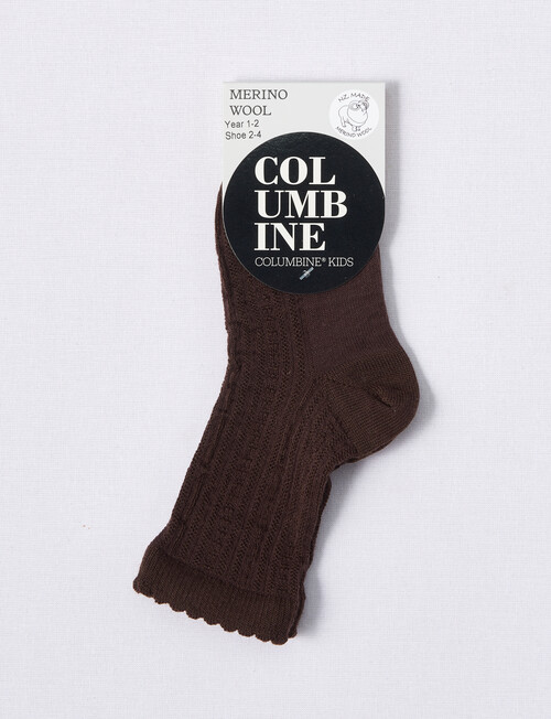 Columbine Textured Merino Crew Socks, Chocolate product photo View 02 L