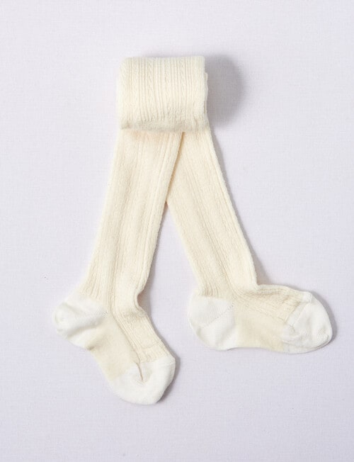 Columbine Merino Cable Tights, Cream product photo