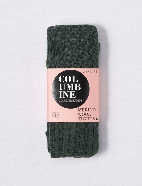 Columbine Merino Double Cable Tights, Dark Olive product photo View 02 L