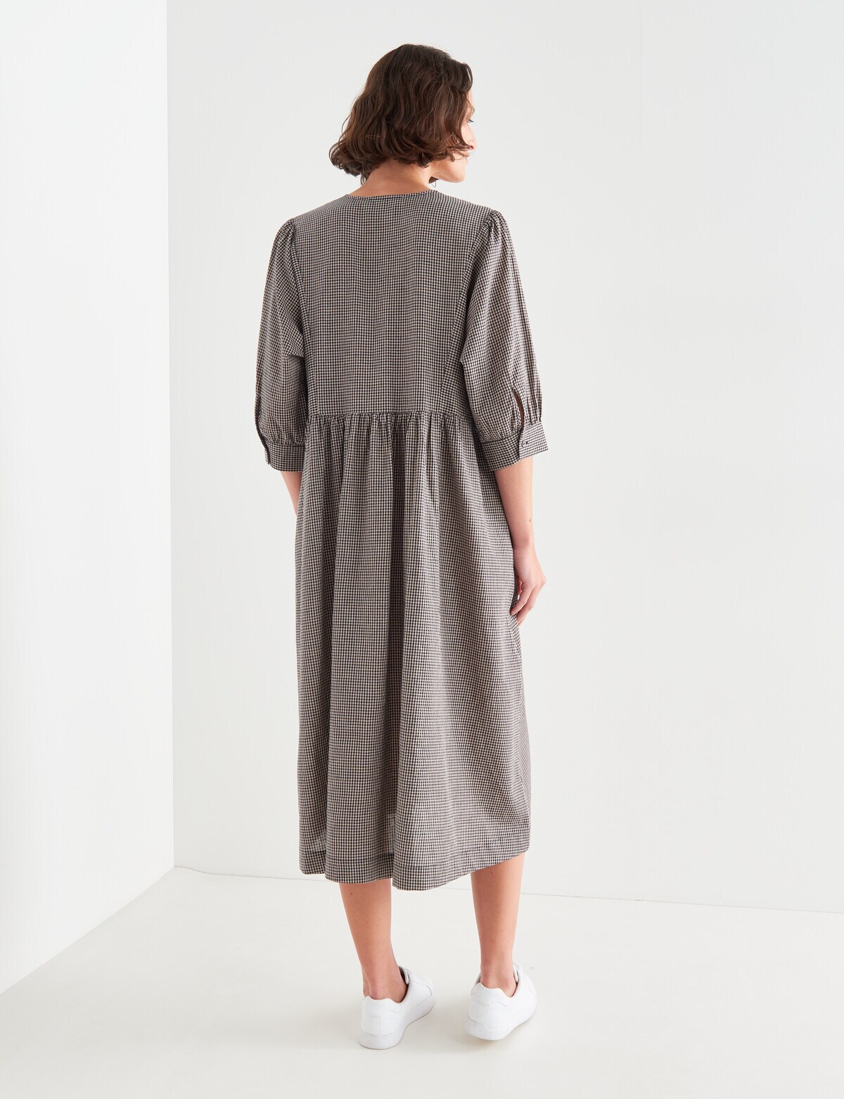 Jigsaw Checkmate Dress, Black & White Midi Dresses