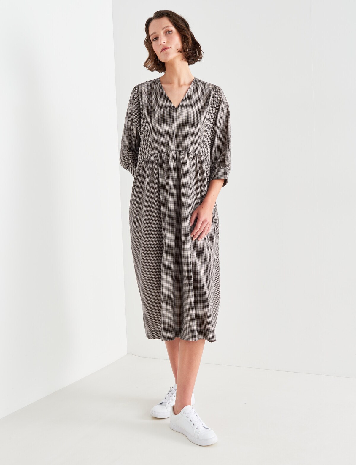 Jigsaw Checkmate Dress, Black & White Midi Dresses