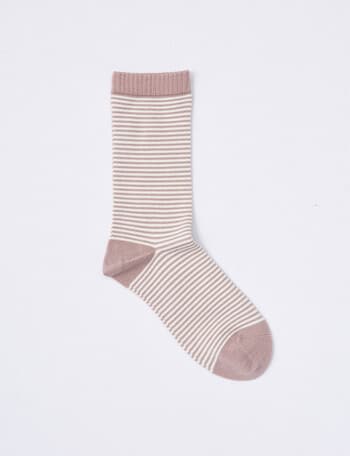 DS Socks Stripe Cashmere Blend Crew Sock, Dusky Rose, 5-9 product photo