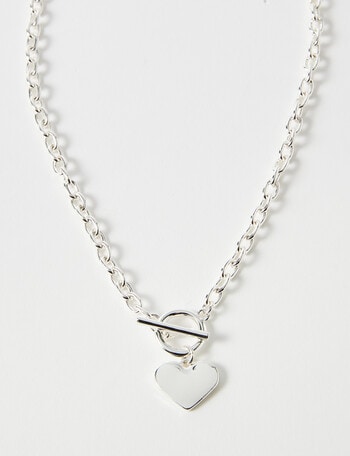 Whistle Accessories Heart Fob Necklace, Imitation Silver product photo