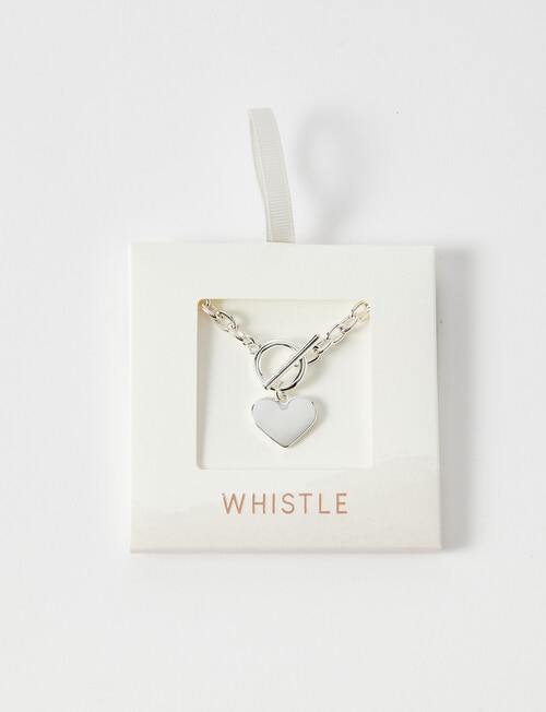 Whistle Accessories Heart Fob Necklace, Imitation Silver product photo View 03 L