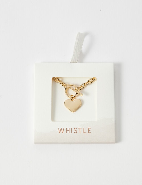 Whistle Accessories Heart Fob Necklace, Imitation Gold product photo View 03 L