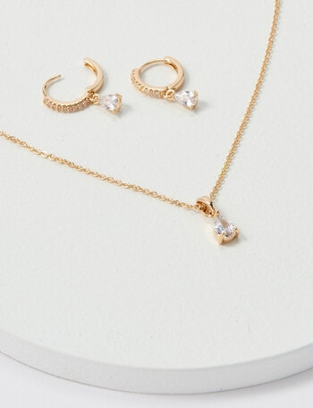 Whistle Drop Pendant Earrings & Necklace Set, Imitation Gold product photo
