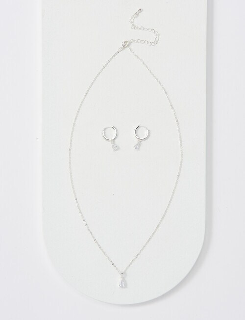 Whistle Drop Pendant Earrings & Necklace Set, Imitation Silver product photo View 03 L