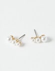 Whistle Accessories Crescent 3-Faux Pearls Earrings, Imitation Gold product photo View 02 S