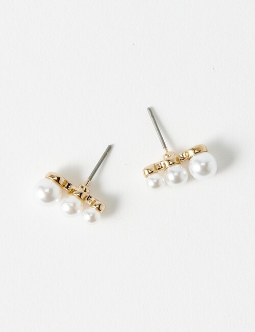 Whistle Accessories Crescent 3-Faux Pearls Earrings, Imitation Gold product photo View 03 L