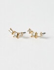 Whistle Accessories Crystal Crescent Cluster Earrings, Imitation Gold product photo