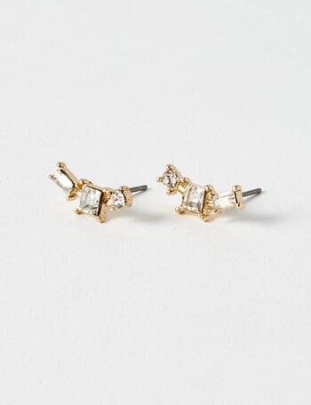 Whistle Crystal Crescent Cluster Earrings, Imitation Gold product photo