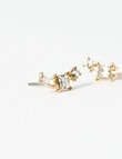 Whistle Accessories Crystal Crescent Cluster Earrings, Imitation Gold product photo View 03 S