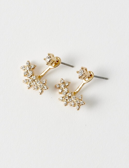 Whistle Accessories Crystal Flower Jacket Earrings, Imitation Gold product photo View 02 L
