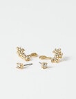 Whistle Accessories Crystal Flower Jacket Earrings, Imitation Gold product photo View 04 S