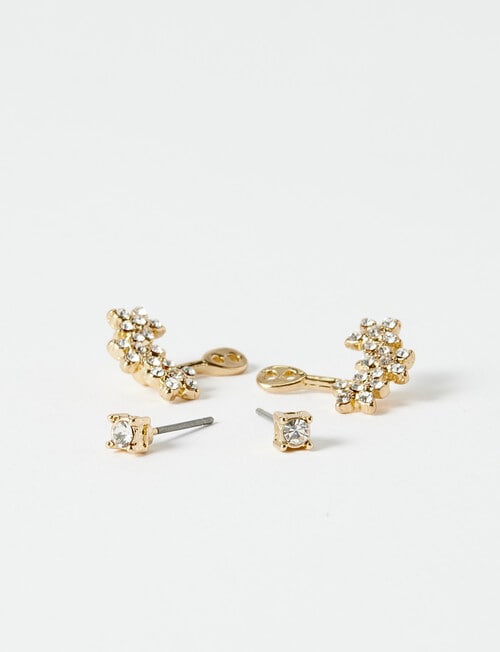 Whistle Accessories Crystal Flower Jacket Earrings, Imitation Gold product photo View 04 L