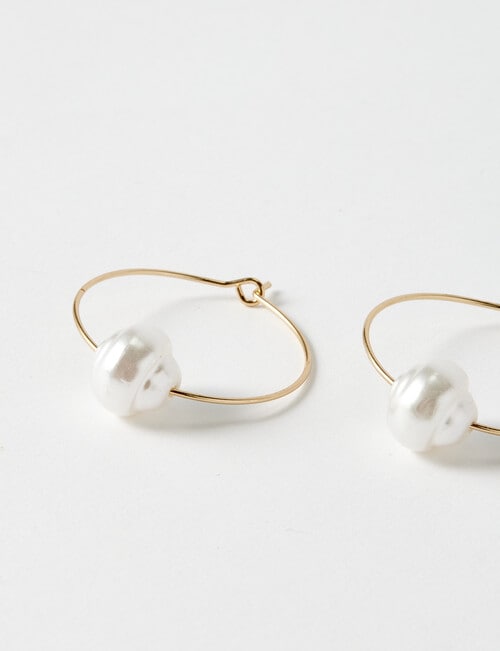 Whistle Accessories Hoops with Baroque Pearls Earrings, Imitation Gold product photo View 02 L