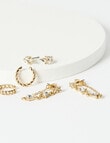 Whistle Accessories Crystal Earrings, 3-Piece Set, Imitation Gold product photo View 03 S