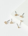 Whistle Accessories Crystal Mini Circles Stud Earrings, 3-Piece Set, Imitation Gold product photo